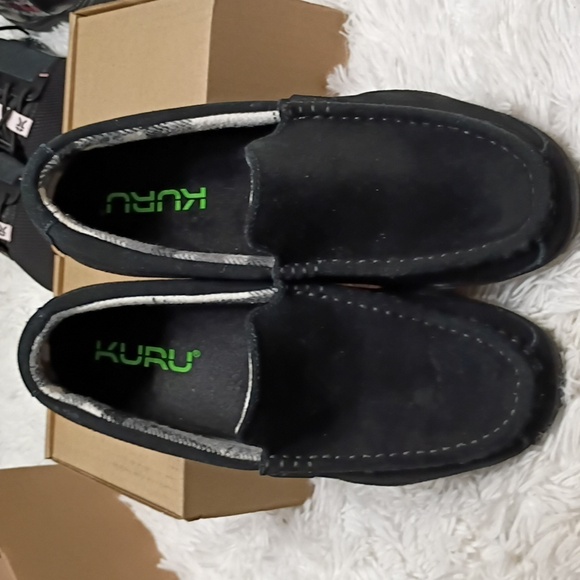 KURU Loft Jet Black Slip-On Leather Moccasin Loafers Plantar Fascitis 12M main image 4
